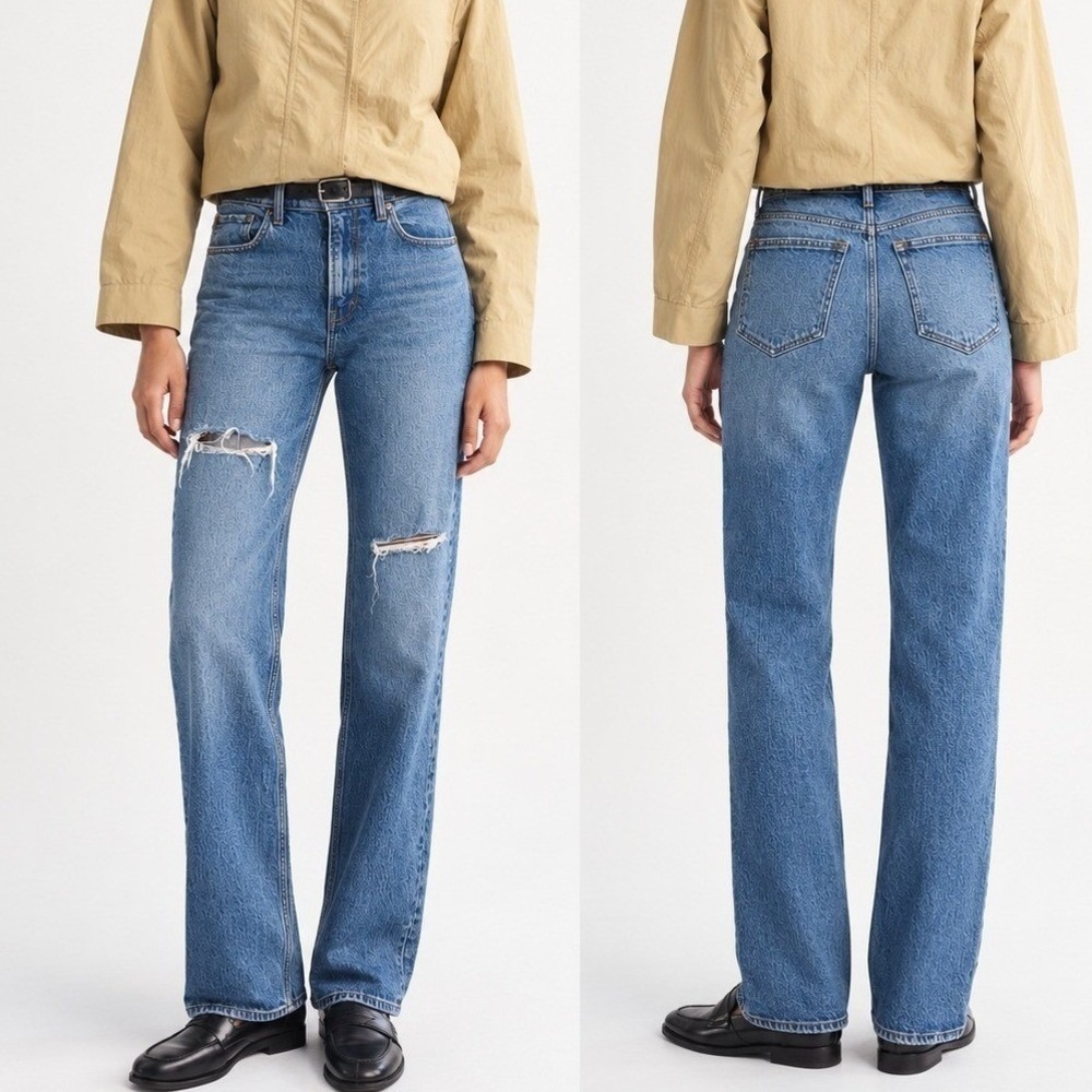 Abercrombie & Fitch The 90s Relaxed Jean High Rise Womens 27/4S Blue Ripped